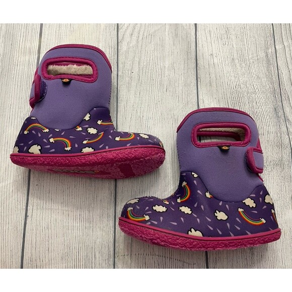 BOGS Little Girl Toddler Purple Rainbows Waterproof Winter Boots, Size 9 - Picture 1 of 6